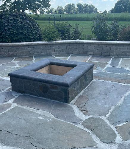 Fire pit built into paver patio