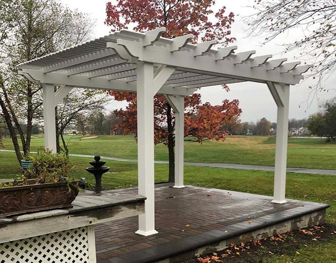 White vinyl pergola