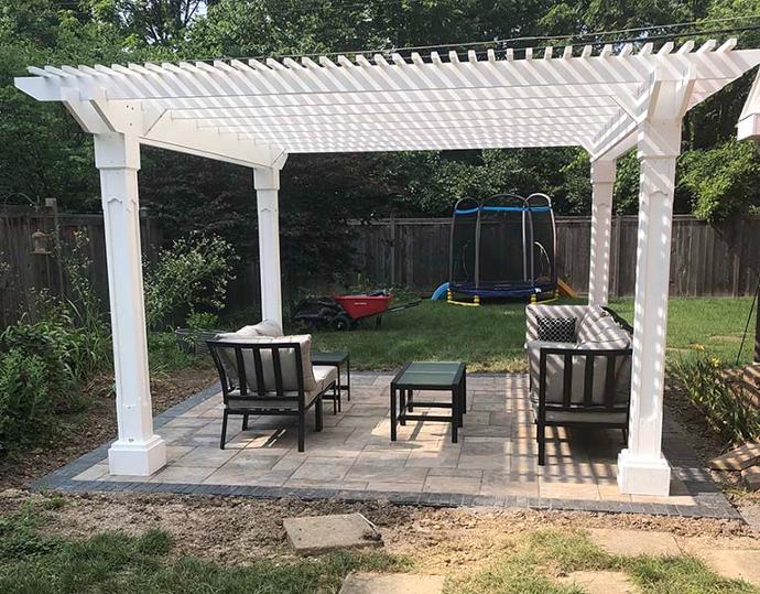 backyard pergola and paver patio