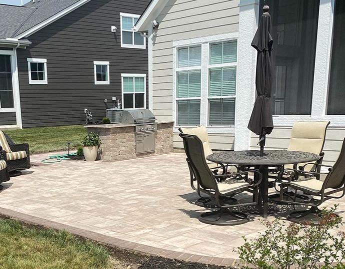 Grill built into granite countertop