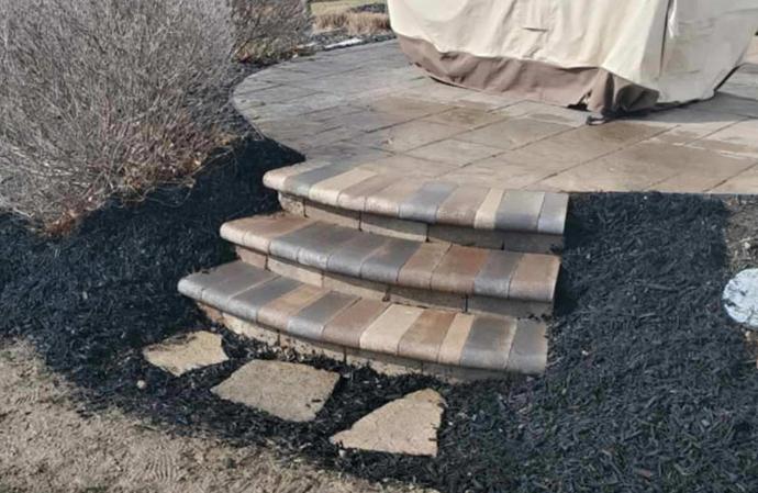 Patio steps and stepping stones