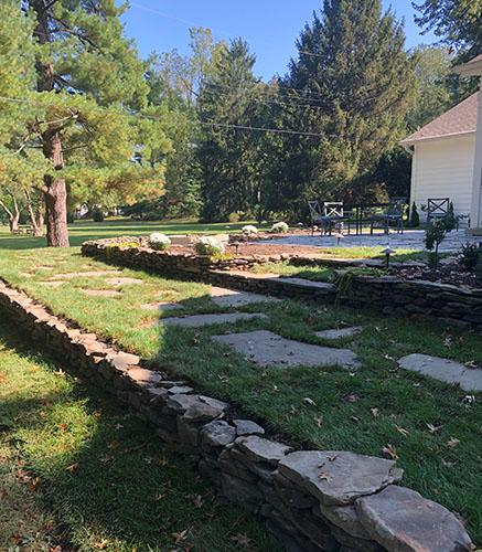 Garden stepping stones through yard