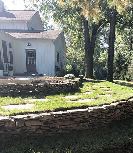 natural stone retaining walls and stepping stones