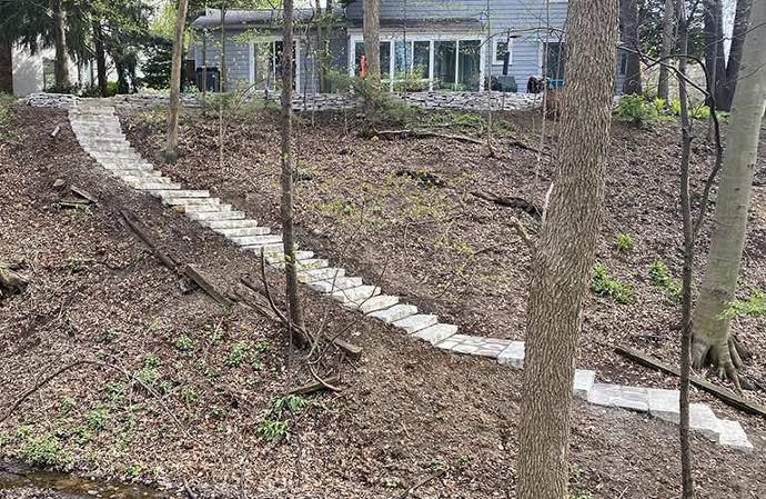 Natural stone limestone patio steps