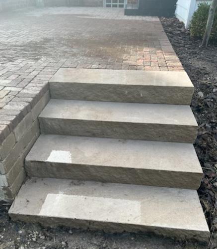 Limestone patio steps