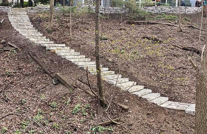 Natural stone patio steps limestone