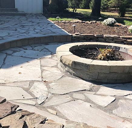 Outdoor Fire Pit built into the patio 