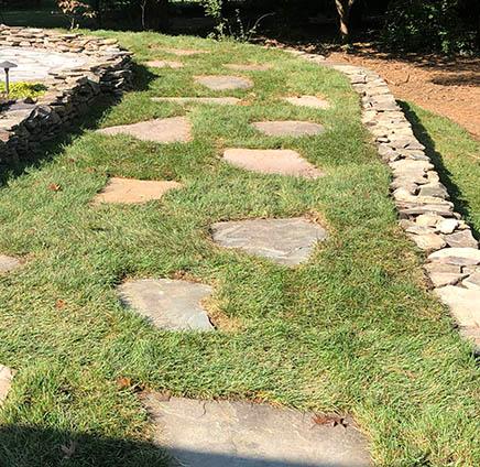 Stepping stones in grass