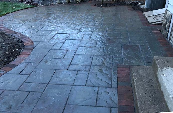 Grey and blue paver patio stone 