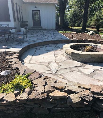 flagstone patio and natural stone retaining walls