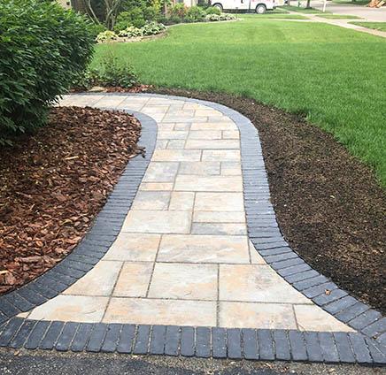 Paver patio walkway to front door