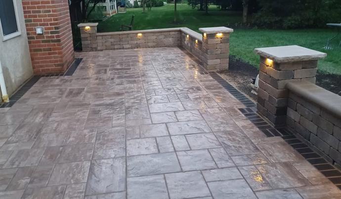 Outdoor patio and lighting installation