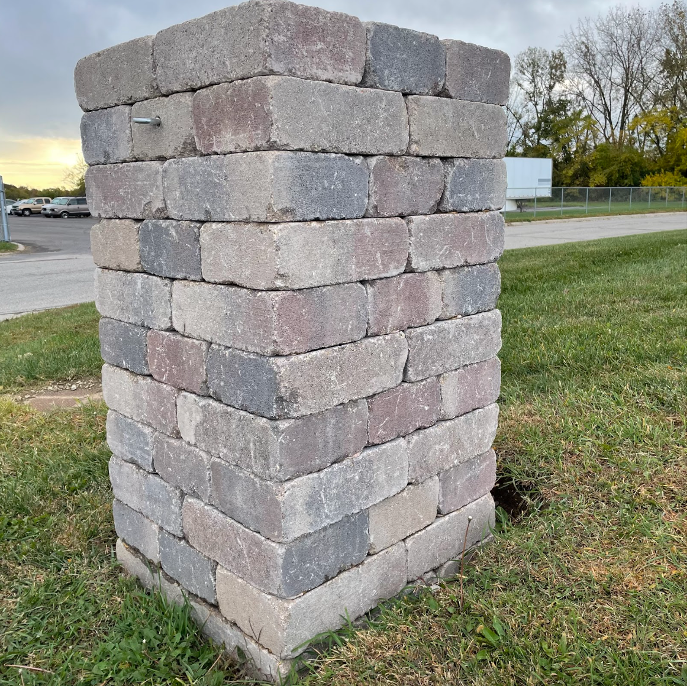 Concrete Paver Pillar made from Brussels Dimensional block pavers