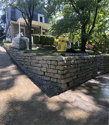 Retaining Wall with Natural Stone Steps