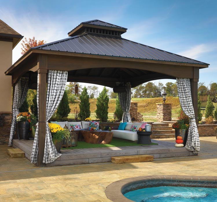 18x18 Cascade Pavilion Gazebo Classic Roof, Premier Arch