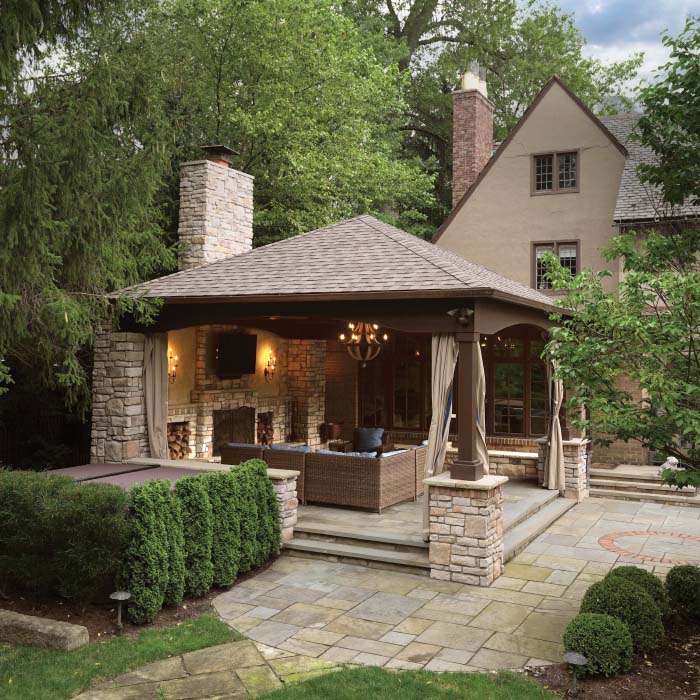 Cascade Pavilion Gazebo with Fireplace