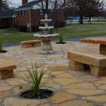 Rustic Buff Thin Patio Installed