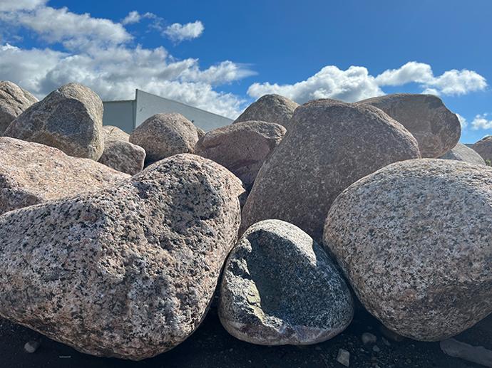 Wisconsin Granite Boulders Installed